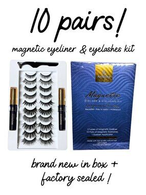 BRAND NEW! ( Sealed ) 10 PAIRS Of Black Magnetic Eyelashes KIT